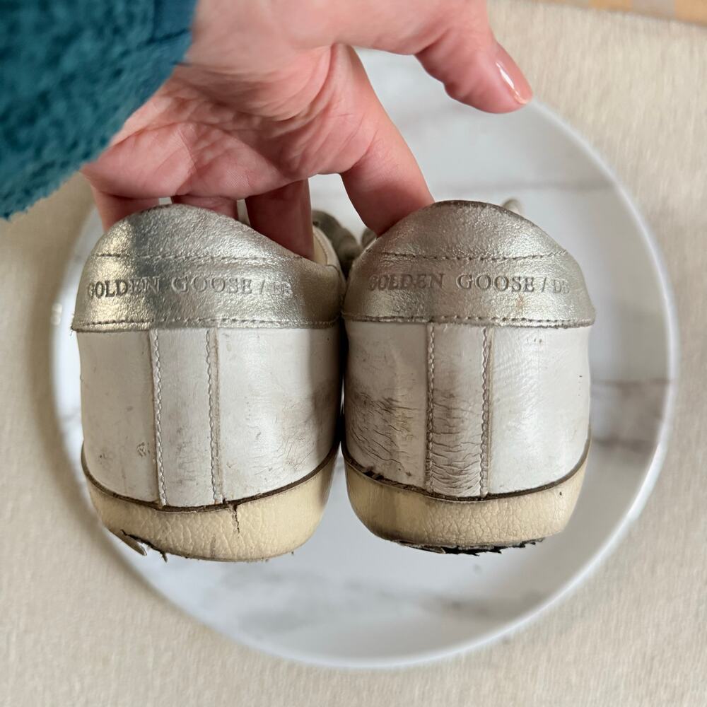Golden Goose Superstar Sneakers Shoes Ssence White Leather Black Glitter Star 38 - Picture 3 of 13